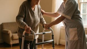 Uso correcto del bastón y andador: guía de altura y técnica para cuidadores