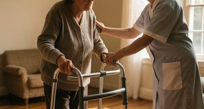 Uso correcto del bastón y andador: guía de altura y técnica para cuidadores